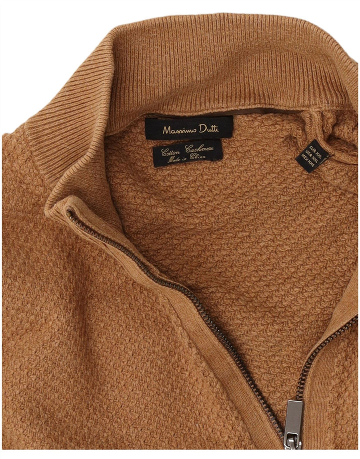 Suéter masculino Massimo Dutti com zíper e gola 2XL algodão marrom