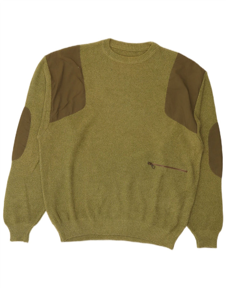 Suéter vintage masculino com gola redonda, algodão colorblock médio cáqui