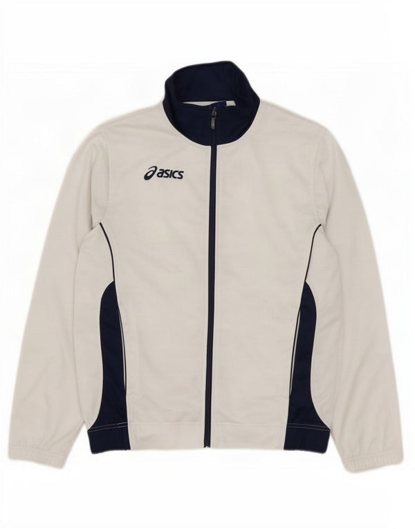 Asics Mens Tracksuit Top Jacket Pequeno Branco Colourblock Poliéster