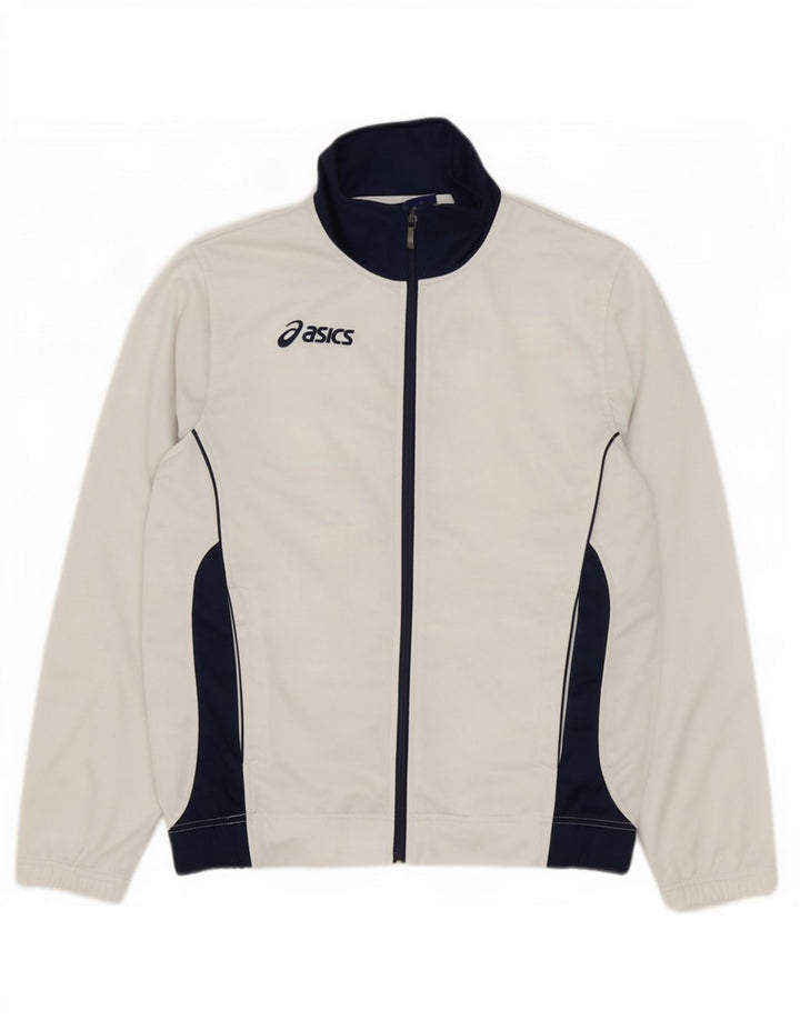 Asics Mens Tracksuit Top Jacket Pequeno Branco Colourblock Poliéster