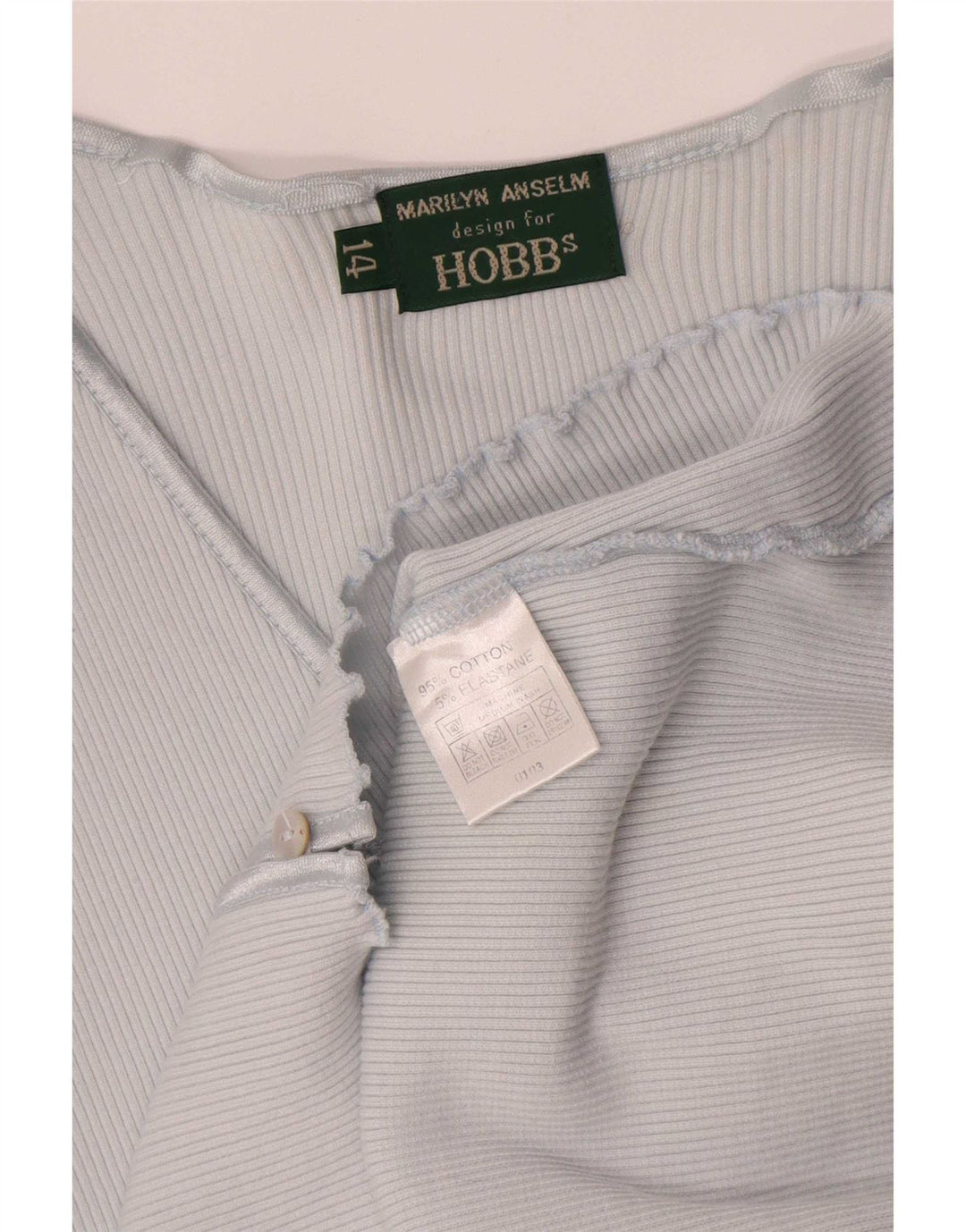 Top cardigã feminino Hobbs UK 14 algodão azul médio