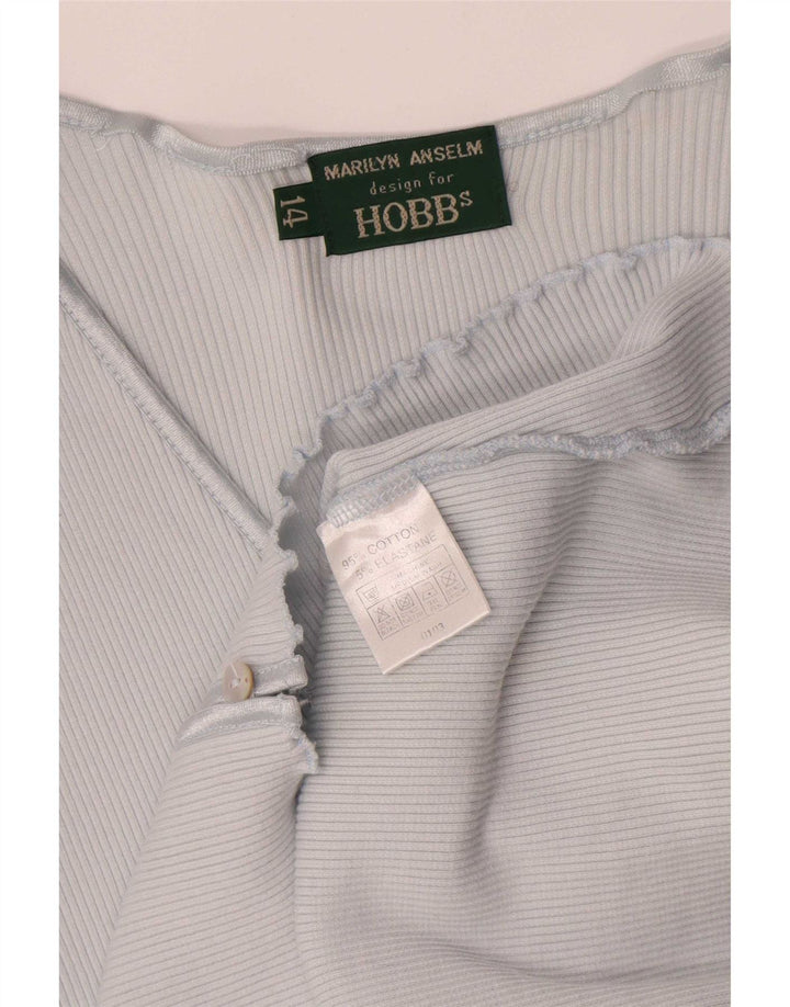 Top cardigã feminino Hobbs UK 14 algodão azul médio