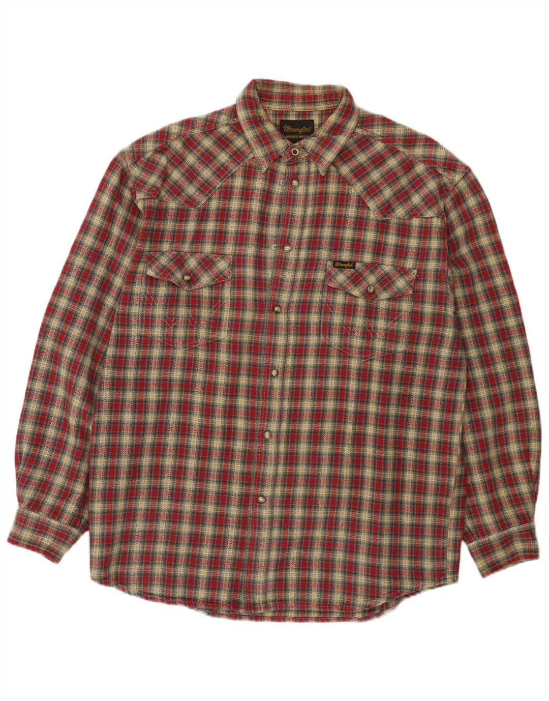 Camisa masculina de flanela Wrangler grande algodão xadrez vermelho