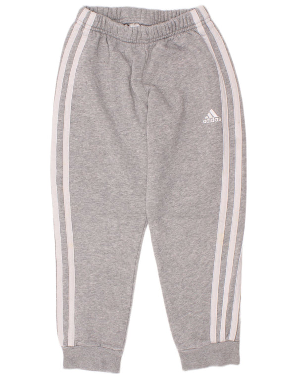 Adidas meninos calças de treino joggers 6-7 anos cinza manchado algodão