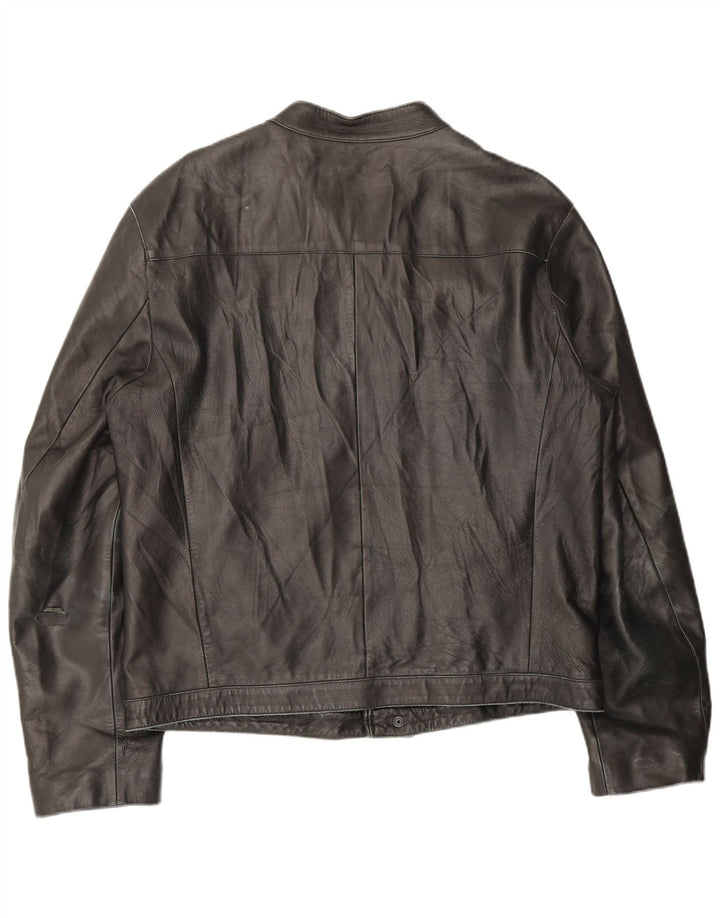 Jaqueta de couro vintage feminina com zíper IT 54 2XL couro marrom