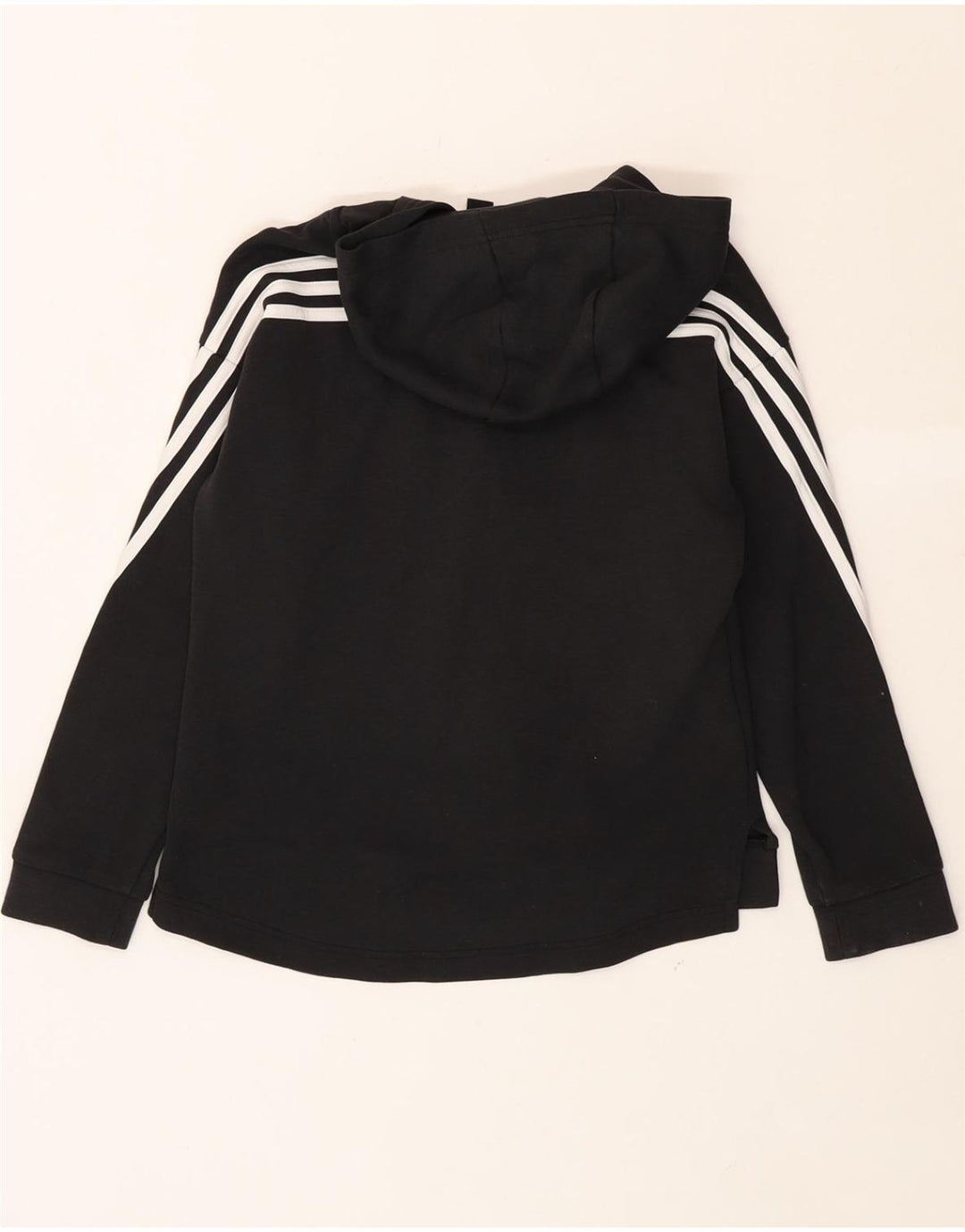 ADIDAS Girls Zip Hoodie Sweater 11-12 Years Black Cotton Vintage Adidas and Second-Hand Adidas from Messina Hembry 