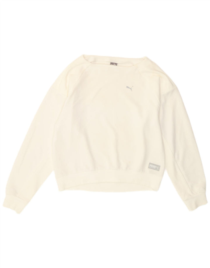 Puma Womens Loose Fit Moletom Jumper UK 10 Pequeno Branco