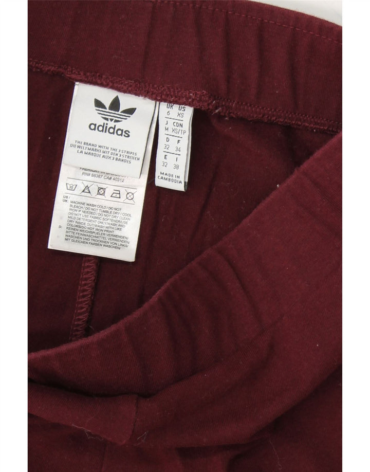 ADIDAS Womens Leggings UK 6 XS  Burgundy Cotton Vintage Adidas and Second-Hand Adidas from Messina Hembry 