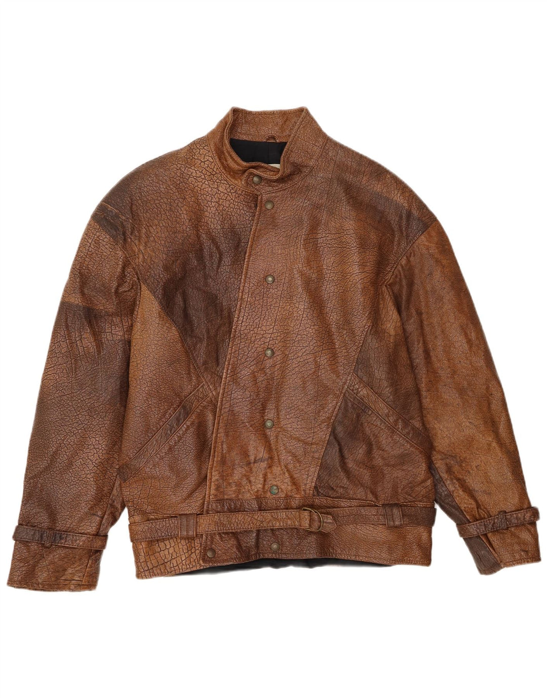Jaqueta de couro bomber masculina vintage IT 48 couro marrom médio