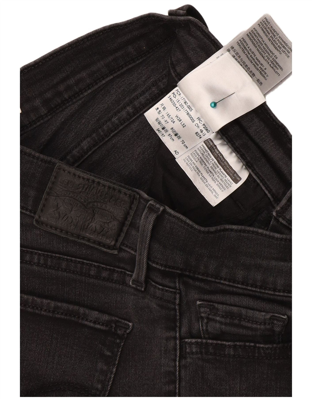 Calça jeans feminina LEVI'S 710 Super Skinny W28 L32 algodão cinza