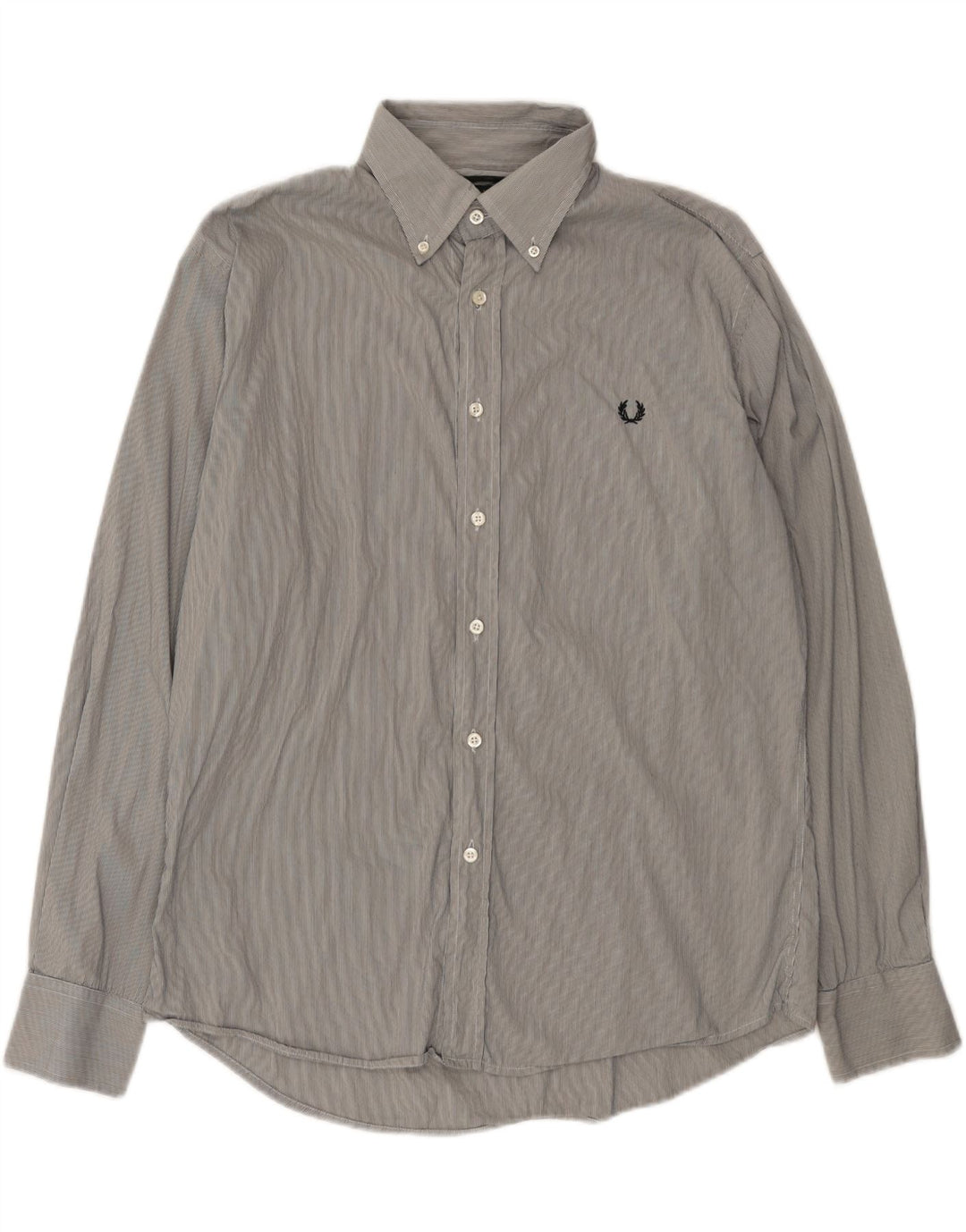 FRED PERRY Camisa masculina slim fit XL cinza risca de giz algodão