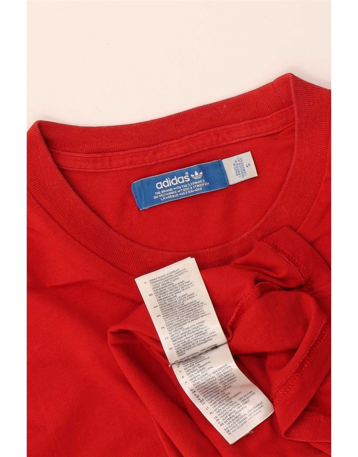 Adidas Mens Graphic T-Shirt Top Pequeno Algodão Vermelho