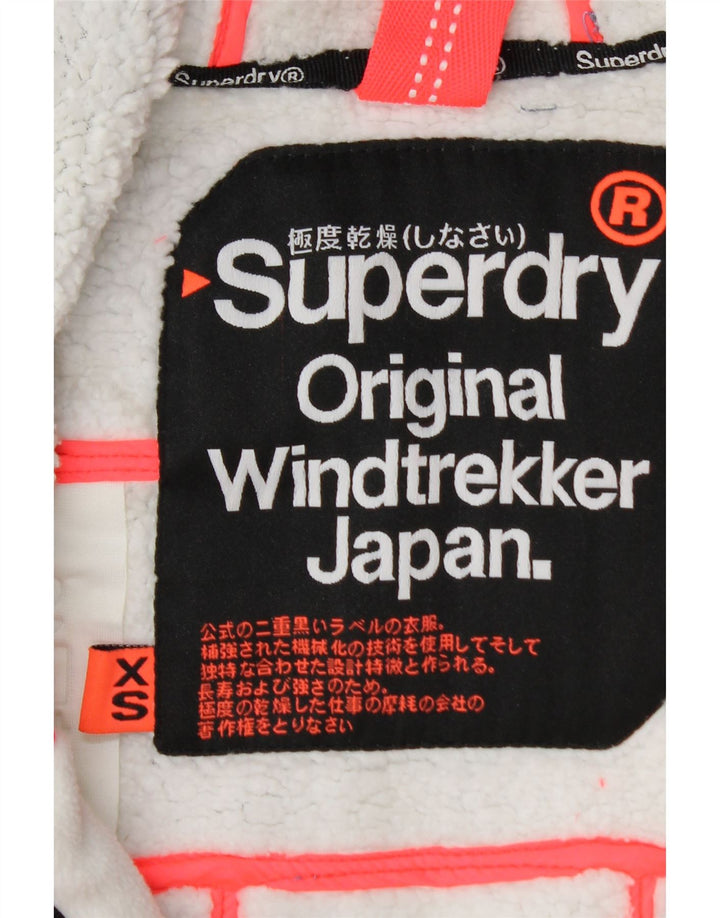 Jaqueta corta-vento feminina SUPERDRY Windtrekker com capuz Sherpa Reino Unido 6 XS azul