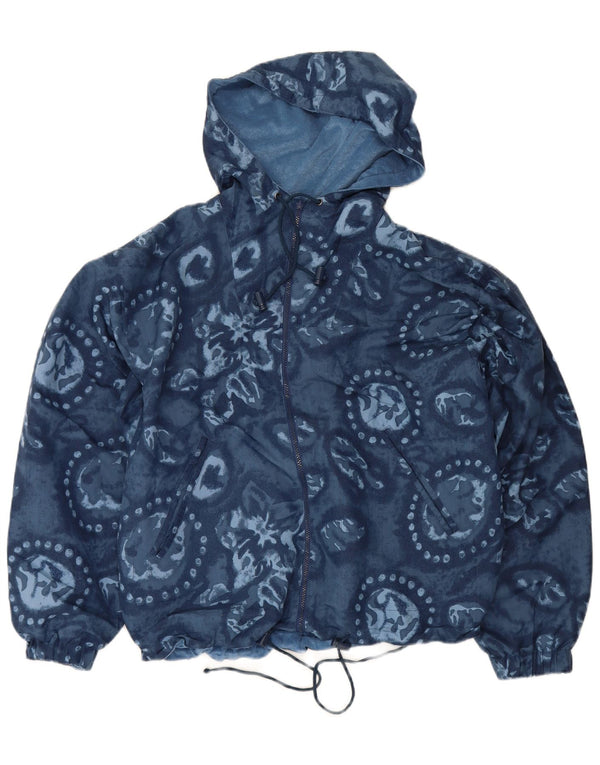 Jaqueta vintage masculina solta gráfica reversível Reino Unido 38 Médio Azul Floral