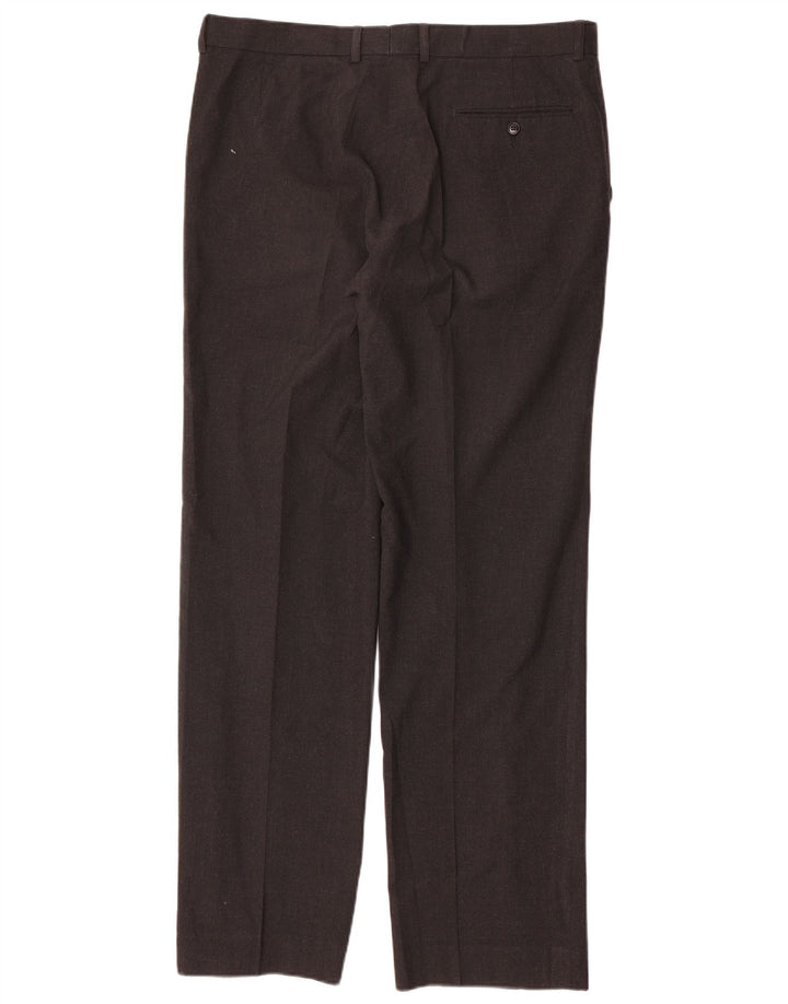 Calça masculina de terno reto Marks & Spencer W36 L33 cinza poliéster