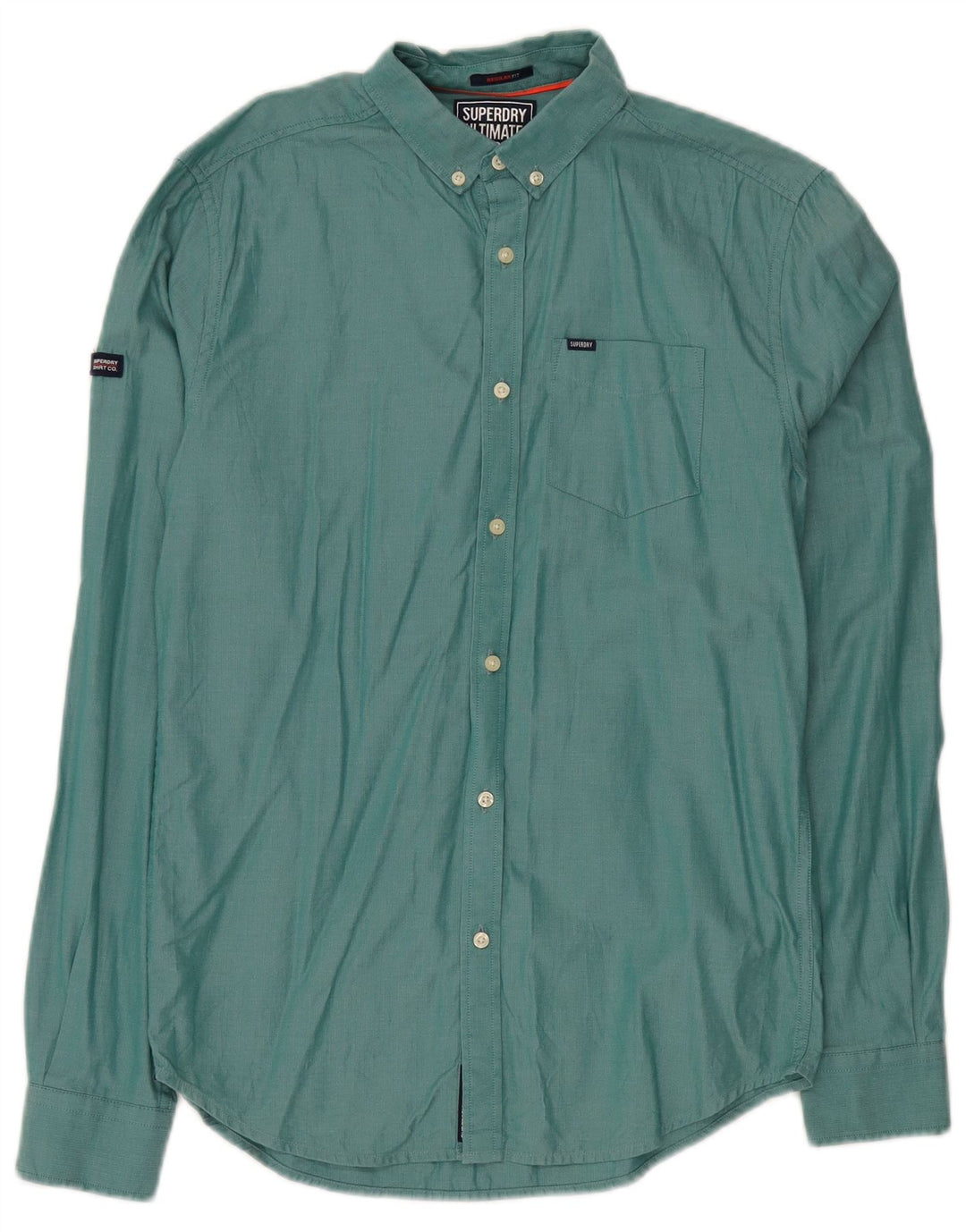 Camisa masculina regular SUPERDRY de algodão verde pequeno