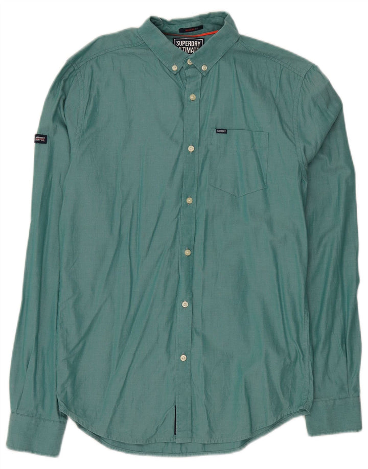 Camisa masculina regular SUPERDRY de algodão verde pequeno