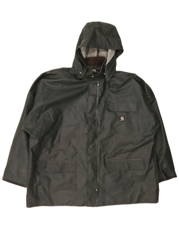 Capa de chuva masculina Carhartt com capuz e ajuste solto UK 42 XL polivinil verde