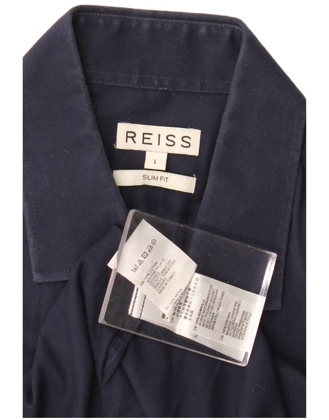 Camisa masculina REISS Slim Fit grande algodão azul marinho