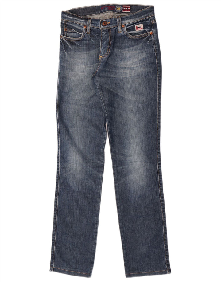 Calça jeans reta feminina Roy Rogers W27 L30 algodão azul