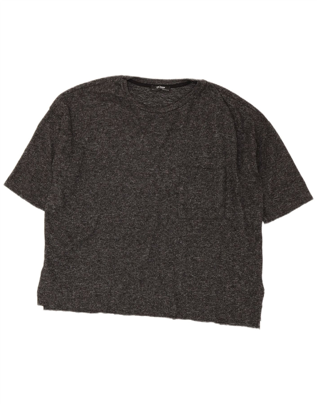 Camiseta feminina grande Zara UK 14 poliéster manchado cinza médio