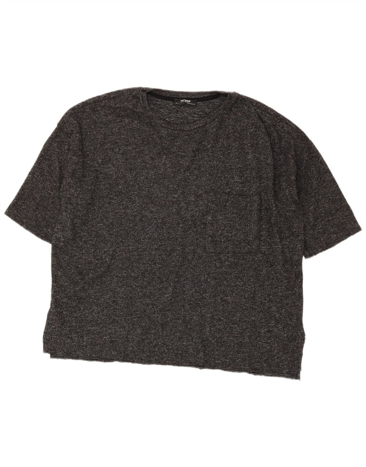 Camiseta feminina grande Zara UK 14 poliéster manchado cinza médio