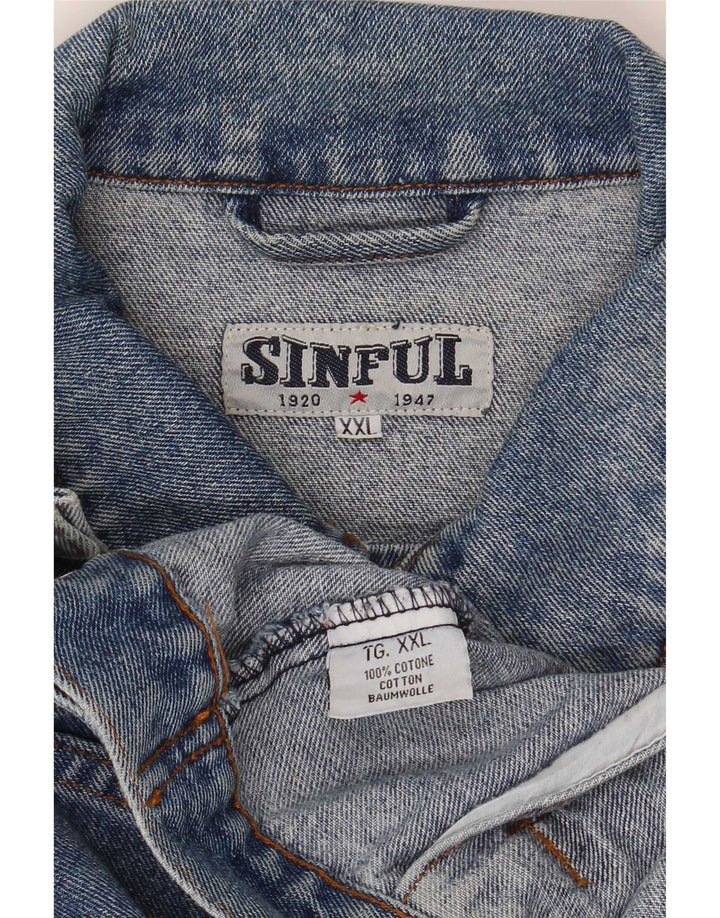 Jaqueta jeans masculina Sinful UK 44 2XL algodão azul