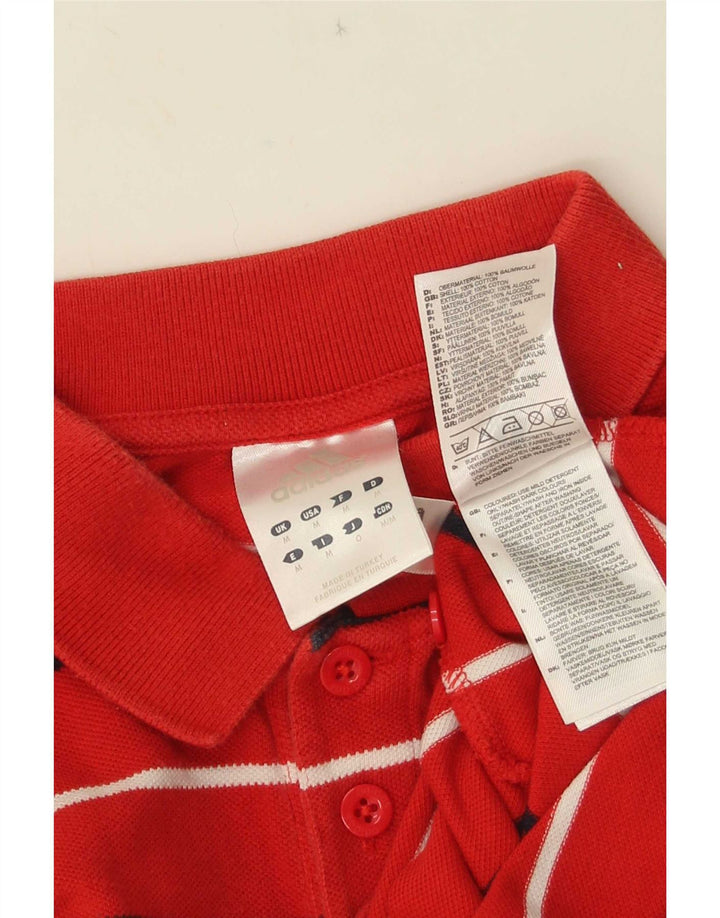 Camisa polo masculina Adidas média listrada vermelha de algodão