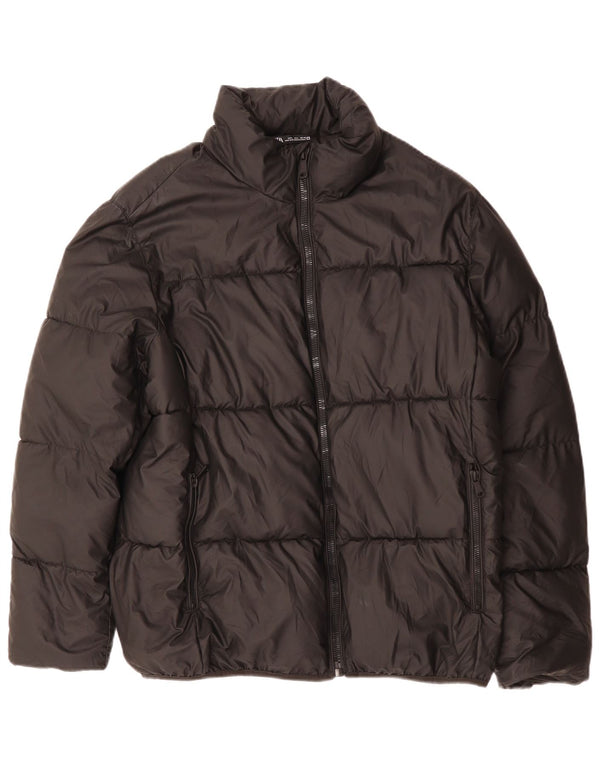 Jaqueta acolchoada masculina Zara UK 40 grande poliéster preto
