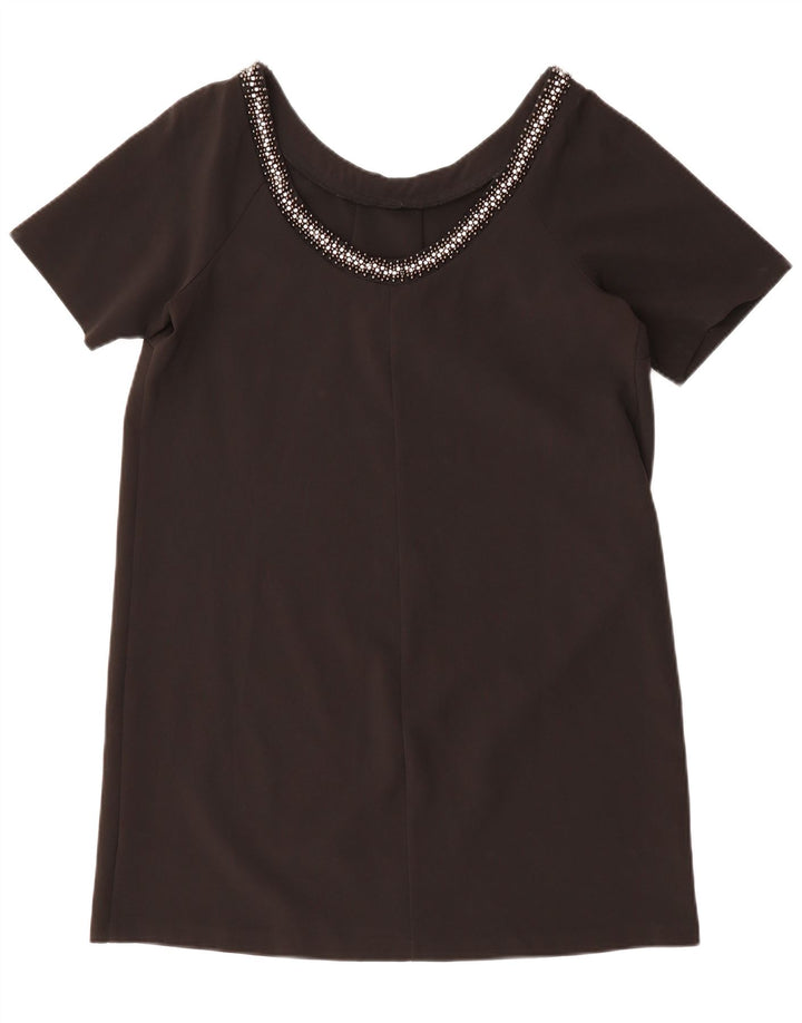 MONSOON Womens Blouse Top UK 14 Large Black Polyester