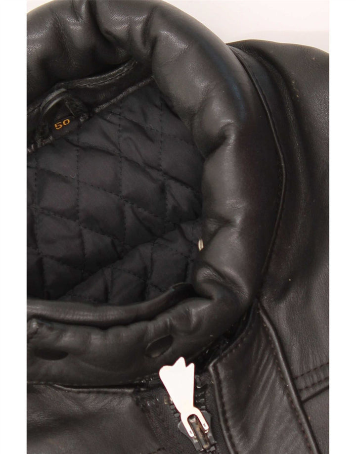 Hein Gericke Jaqueta masculina de couro Racer IT 50 grande couro preto