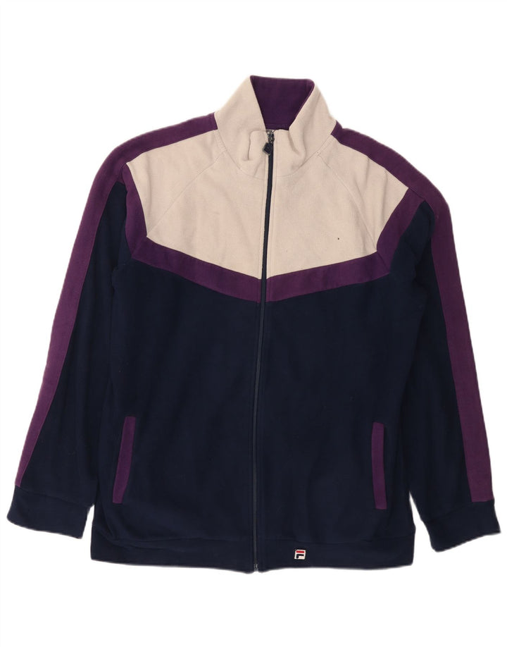 Jaqueta masculina Fila Fleece UK 40 grande bloco colorido azul marinho