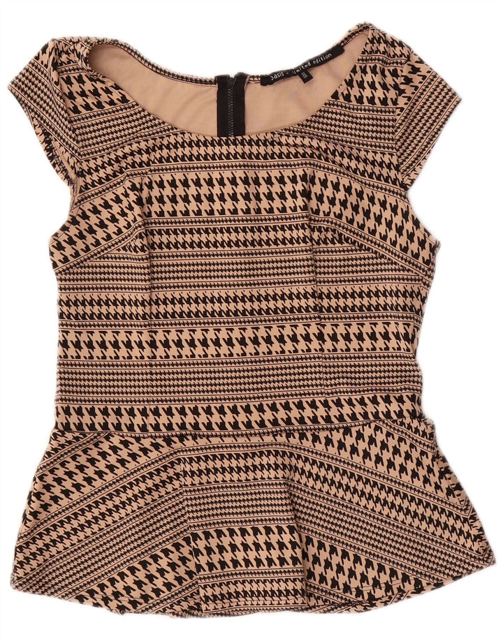 Blusa feminina Oasis UK 12 Houndstooth bege médio