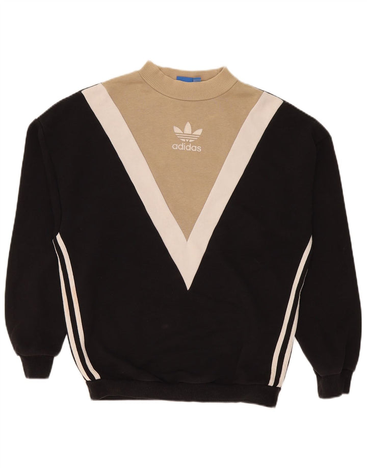 Adidas feminino oversized moletom jumper reino unido 10 pequeno preto colorblock