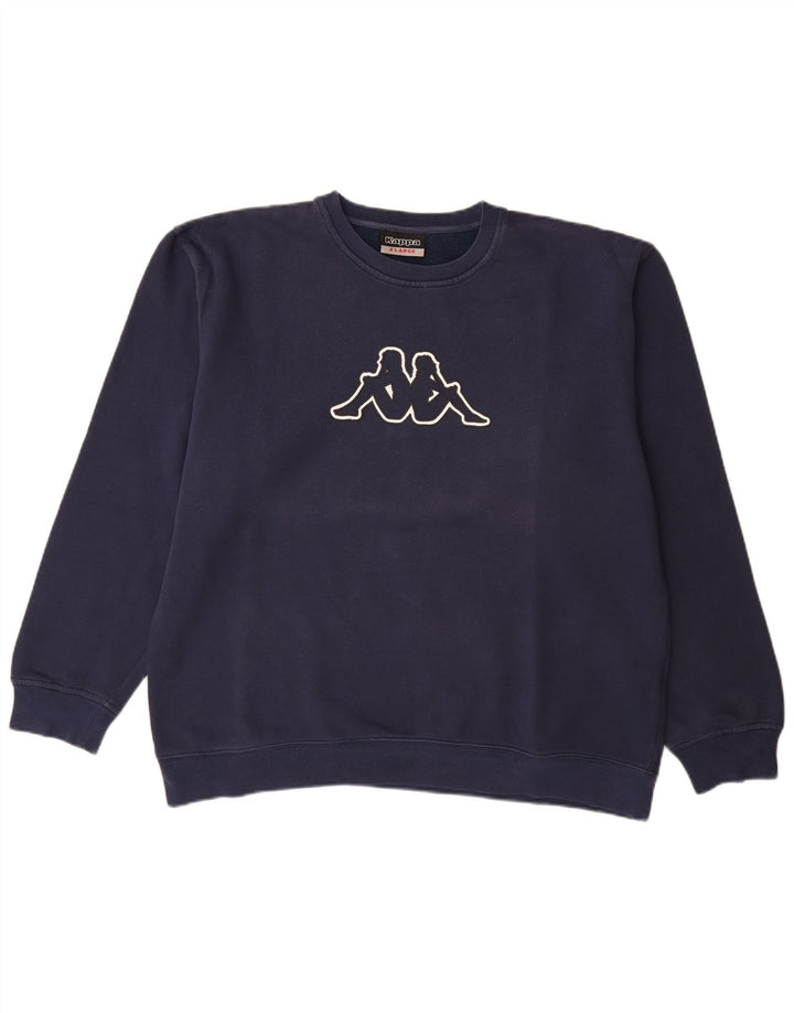 Kappa moletom gráfico masculino jumper XL azul marinho algodão