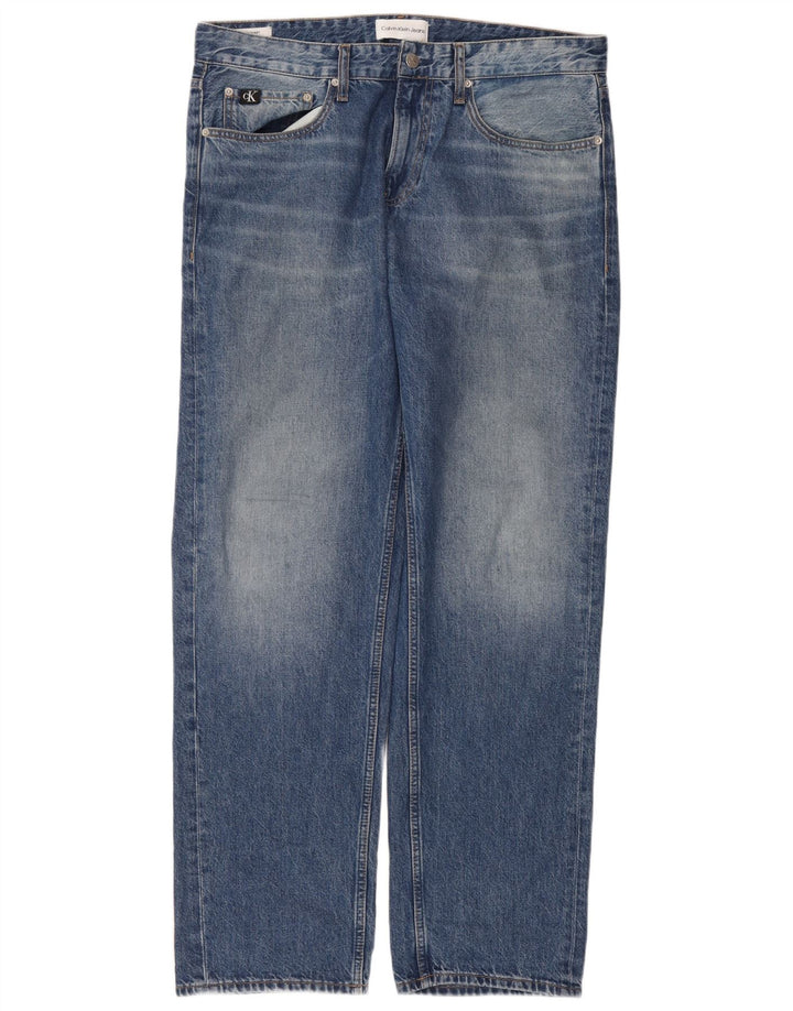 Calça jeans reta masculina Calvin Klein W33 L31 algodão azul