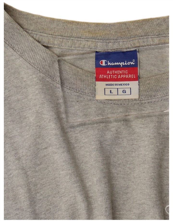 Camiseta masculina CHAMPION Top grande algodão manchado cinza