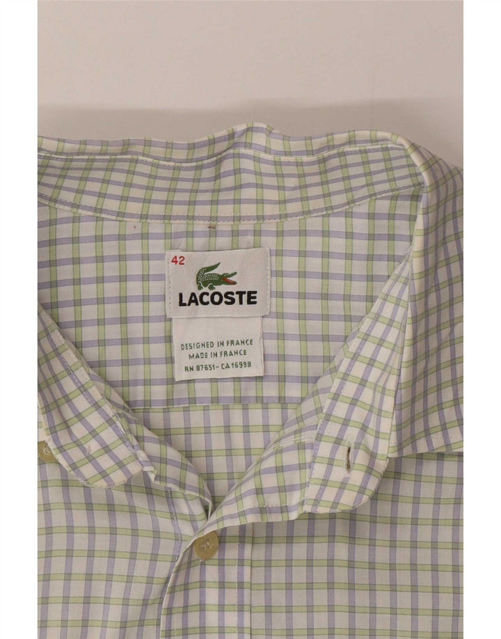 Camisa masculina Lacoste tamanho 42 grande xadrez branco