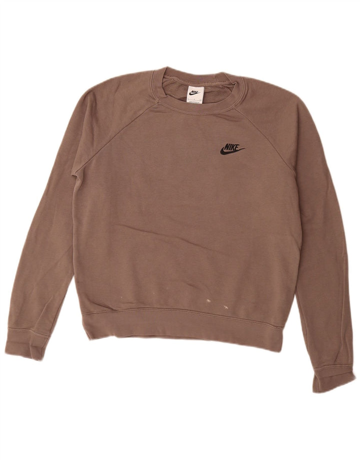 Nike feminino oversized moletom jumper reino unido 10 pequeno algodão marrom