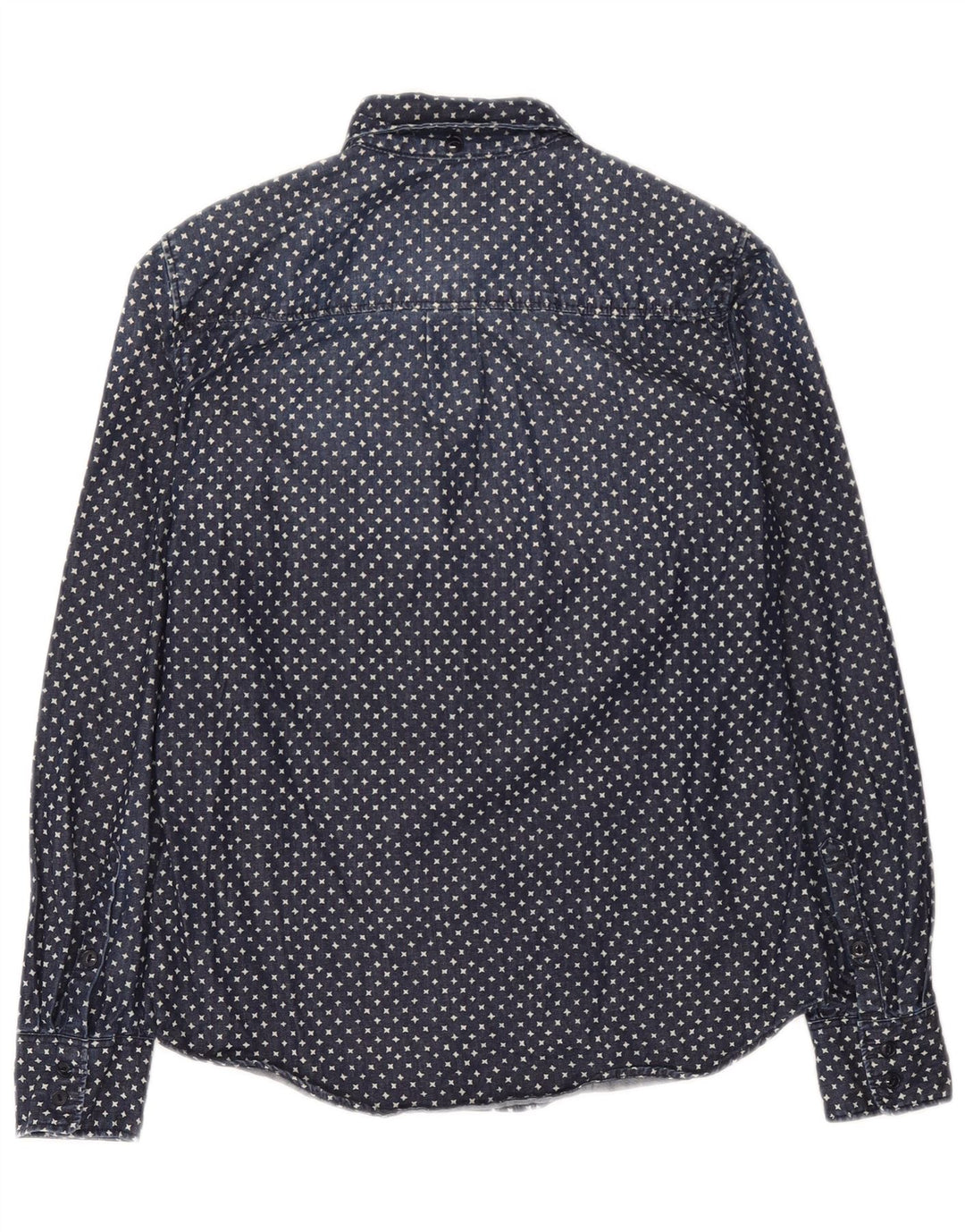 J. Crew Camisa jeans feminina com estampa abstrata grande tamanho EUA 2 XS azul marinho