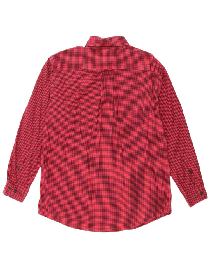 Camisa masculina Orvis de algodão guingão vermelho médio