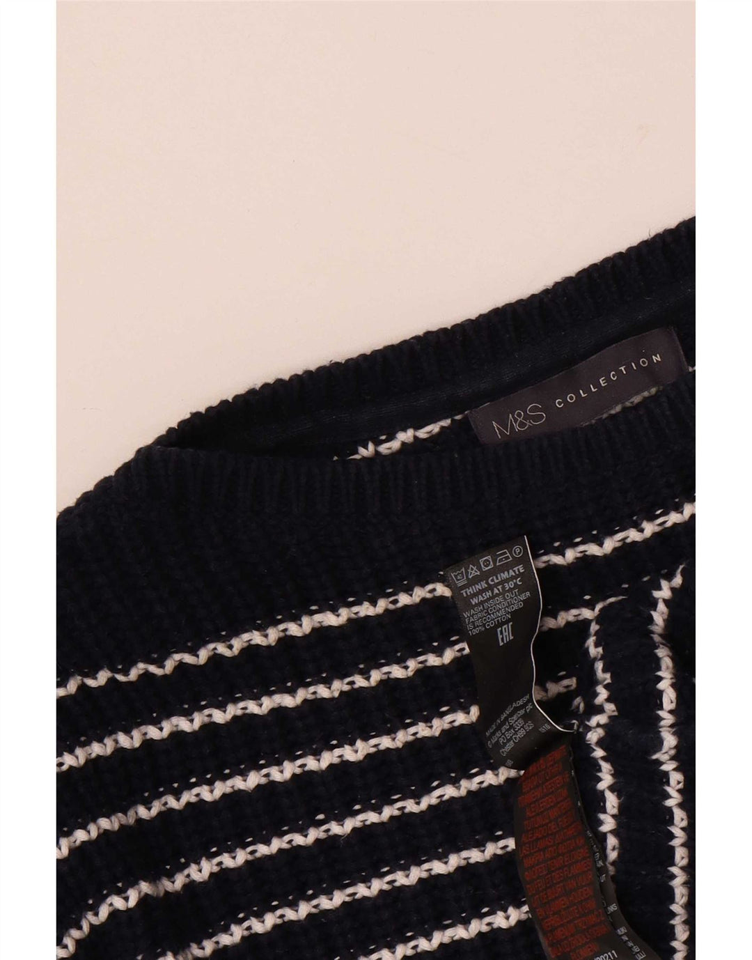 Suéter feminino Marks & Spencer com gola canoa Reino Unido 14 médio azul marinho