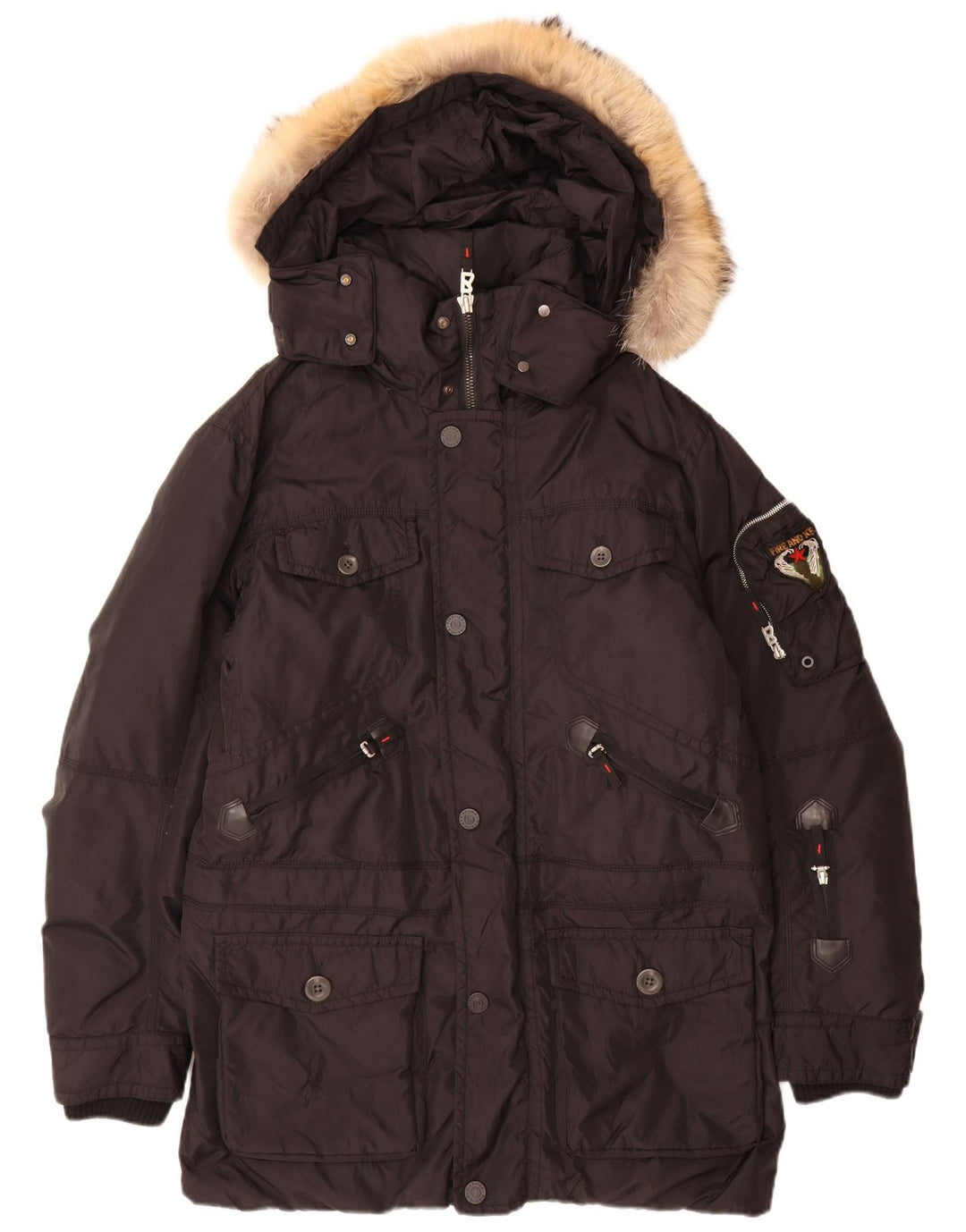 Casaco acolchoado com capuz masculino Fire and Ice EU 48 médio preto poliamida