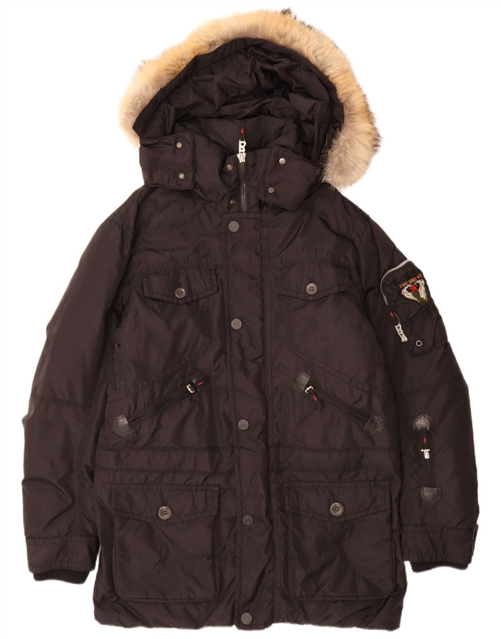 Casaco acolchoado com capuz masculino Fire and Ice EU 48 médio preto poliamida