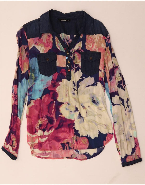 Blusa feminina pulôver Desigual Reino Unido 10 pequena floral multicolorida