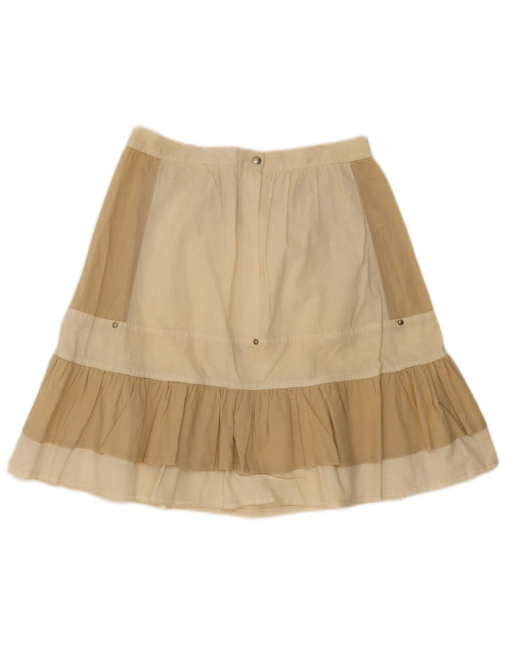 Saia vintage feminina linha A W25 pequeno colorblock bege
