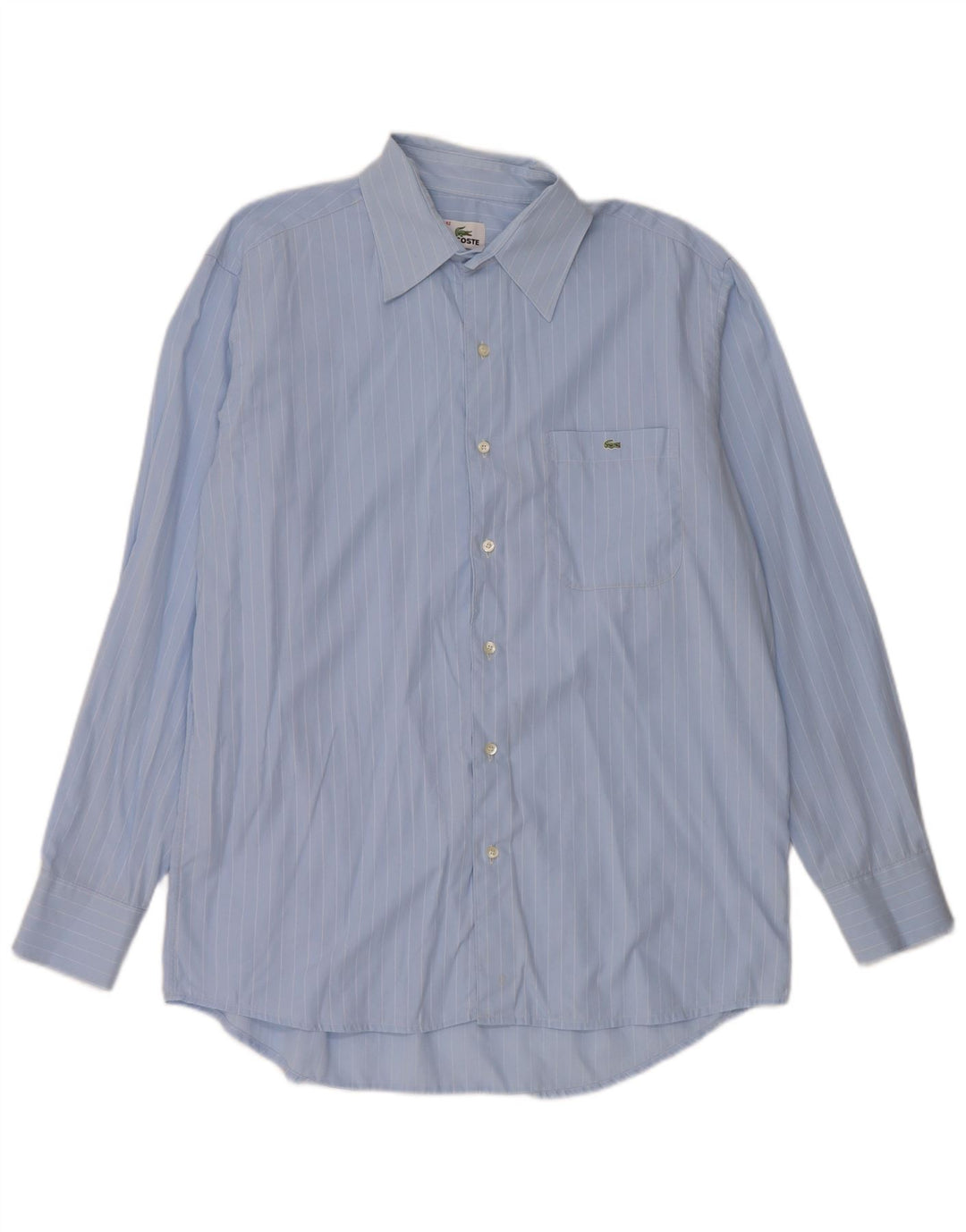 Camisa masculina Lacoste tamanho 42 grande algodão listrado azul