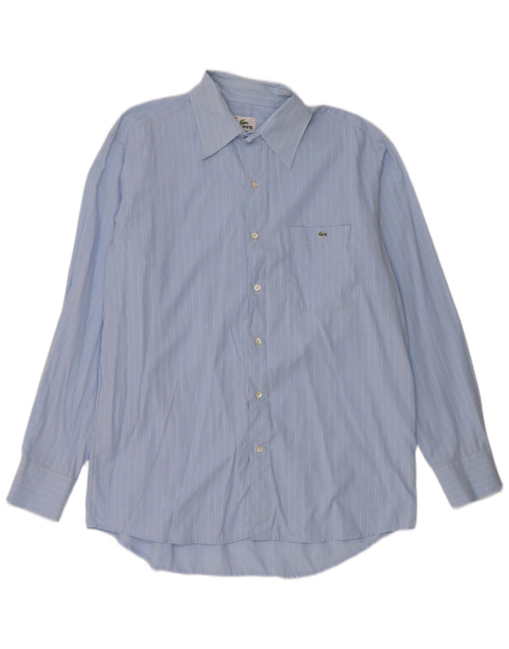 Camisa masculina Lacoste tamanho 42 grande algodão listrado azul