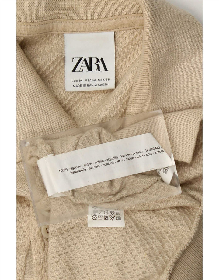 Camisa polo masculina Zara algodão bege médio