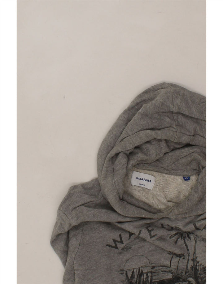 JACK & JONES Mens Graphic Hoodie Jumper XS Grey Cotton Vintage Jack & Jones and Second-Hand Jack & Jones from Messina Hembry 